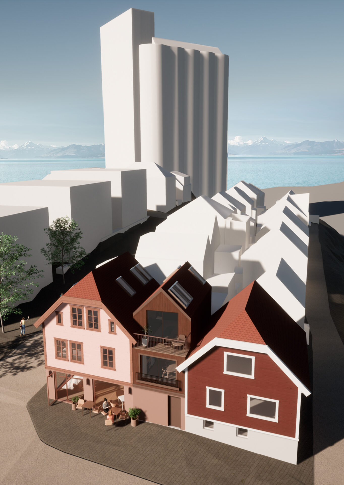 Ohm vil heve bygningen for å få plass til næringslokale i sokkeletasjen til Pedersgata 125. Illustrasjon: Pedersgata Utvikling AS.